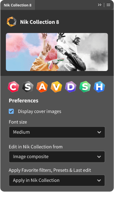 Nik 8 — dockable Photoshop panel