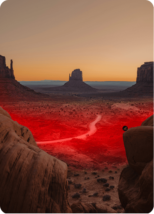 Depth Mask example: red mountain landscape